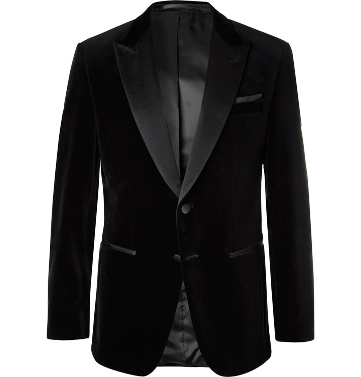 Photo: HUGO BOSS - Helward Silk Satin-Trimmed Cotton-Velvet Tuxedo Jacket - Black