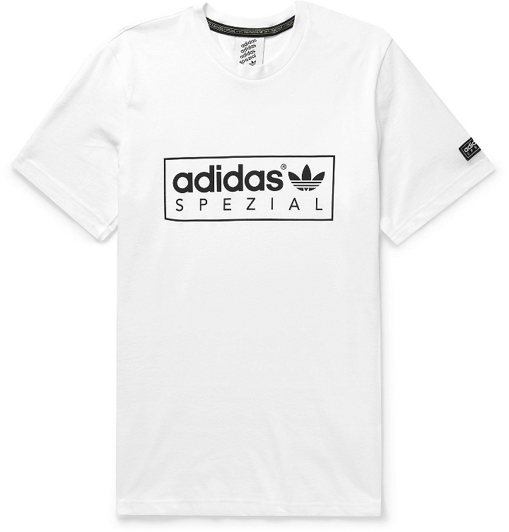 Photo: adidas Consortium - SPEZIAL Appliquéd Logo-Print Cotton-Blend Jersey T-Shirt - White