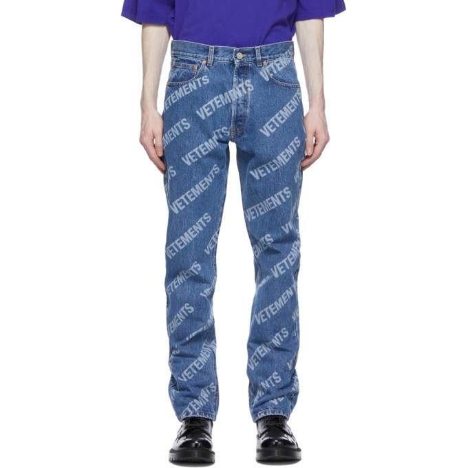 Photo: VETEMENTS Blue Denim All Over Logo Jeans