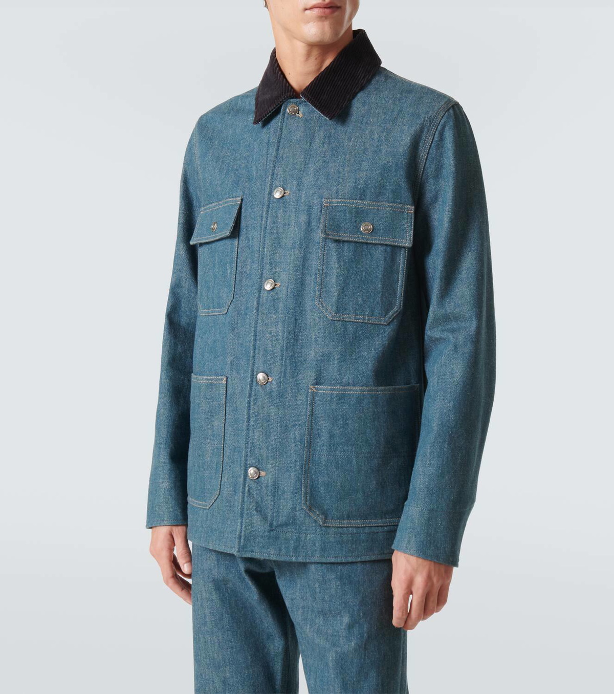 Loro Piana Conley corduroy-trimmed denim jacket