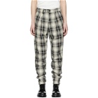 Billy Black and Off-White Plaid Double Pleated Trousers