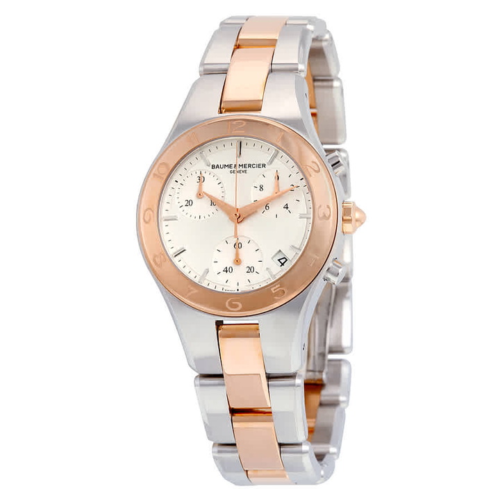 Photo: Baume and Mercier Linea Chronograph Silver Dial Ladies Watch 10016