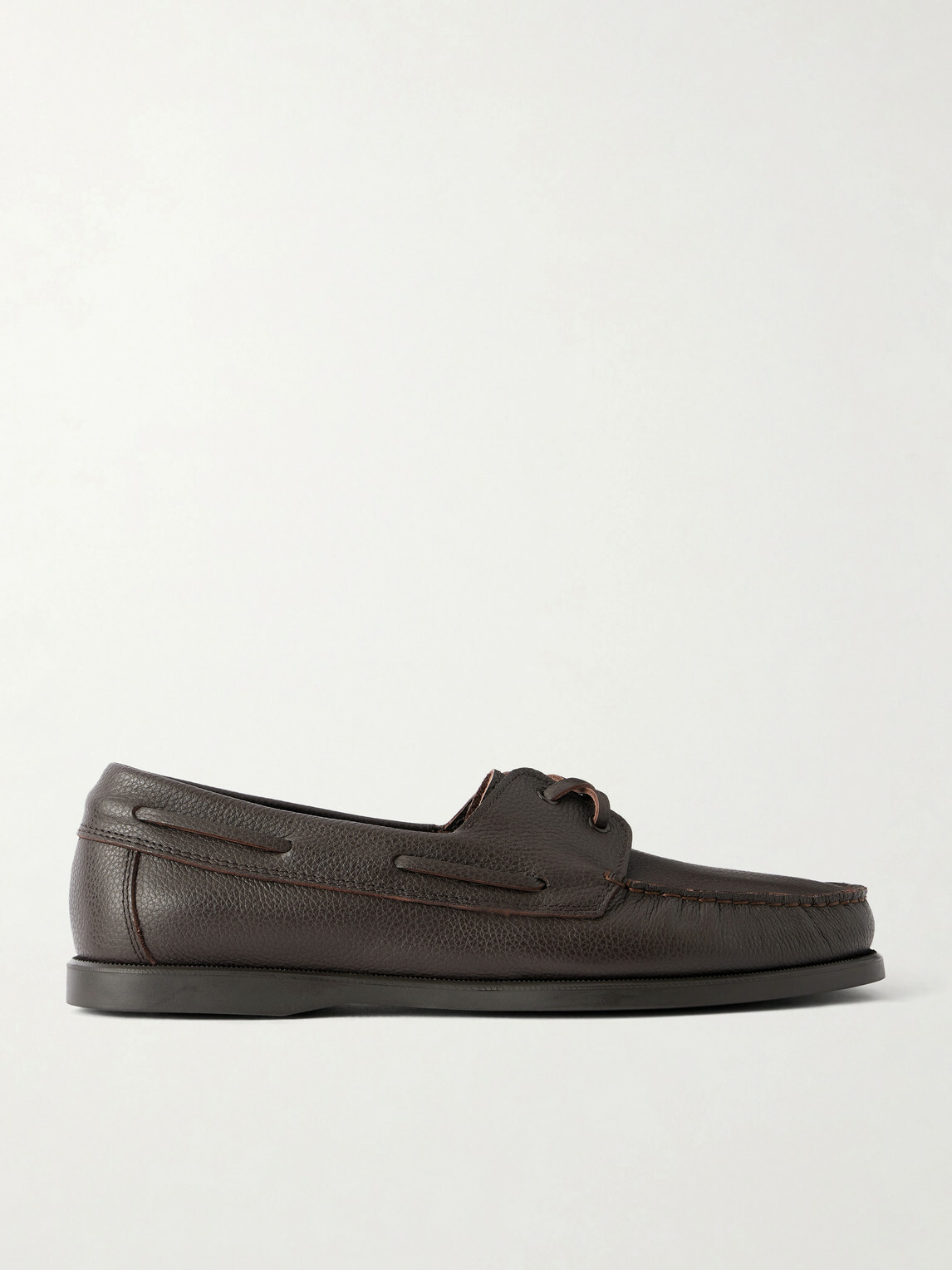 MORJAS - Full-Grain Leather Boat Shoes - Brown