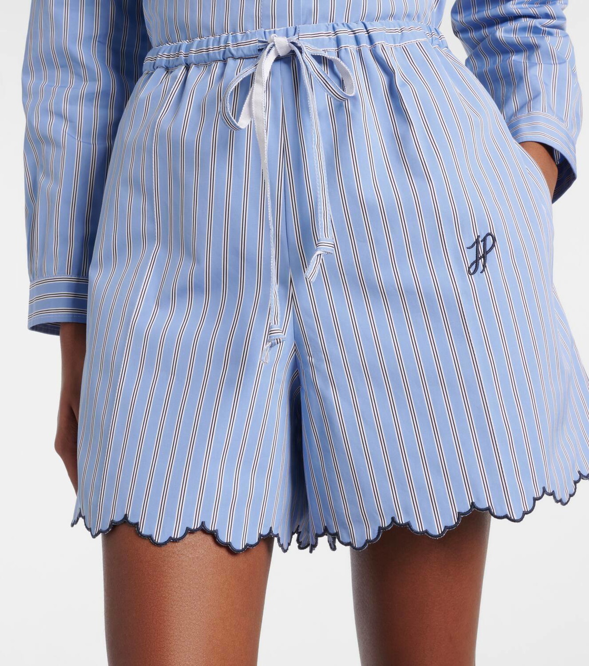 Patou Scalloped cotton poplin shorts