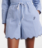 Patou Scalloped cotton poplin shorts