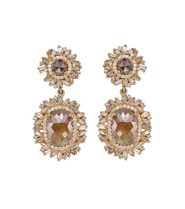 Photo: Suzanne Kalan Doublet 18kt gold drop earrings with diamonds