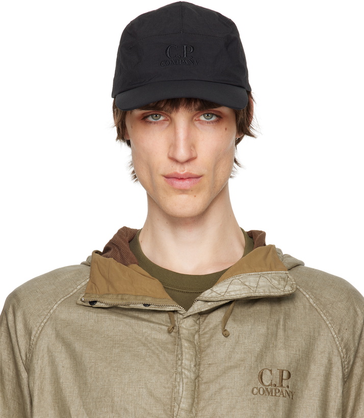 Photo: C.P. Company Black Plain Paper Touch Logo Cap