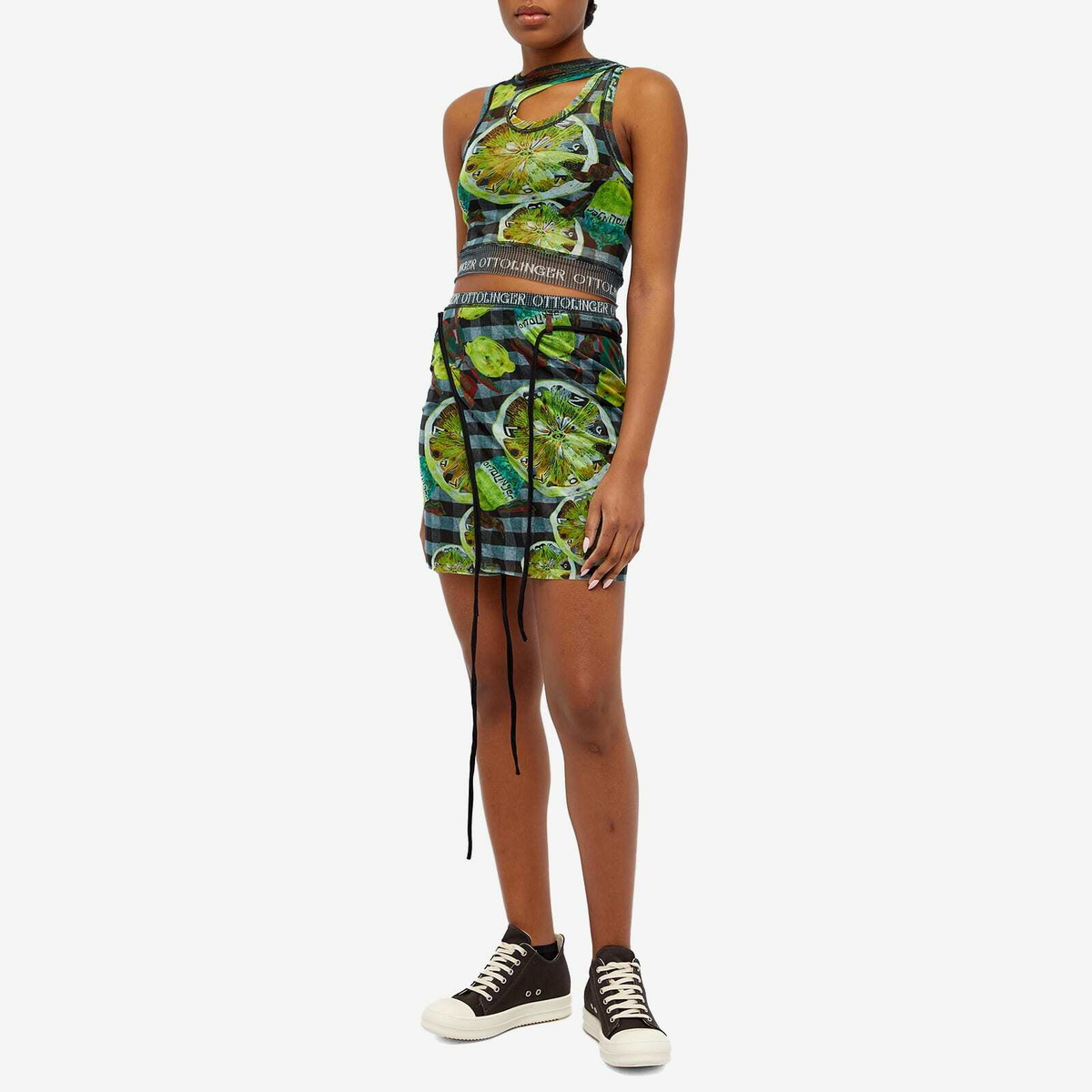 Ottolinger Women's Mesh Tank Top in Lemon Print Ottolinger