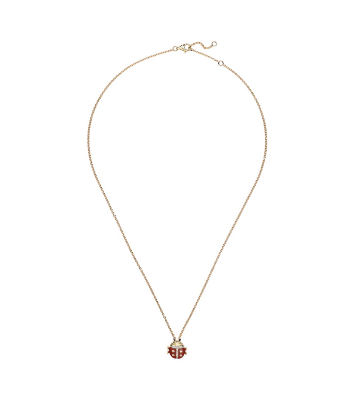 Photo: Yvonne Léon Coccinelle Mini 9kt gold pendant necklace with diamonds and agate