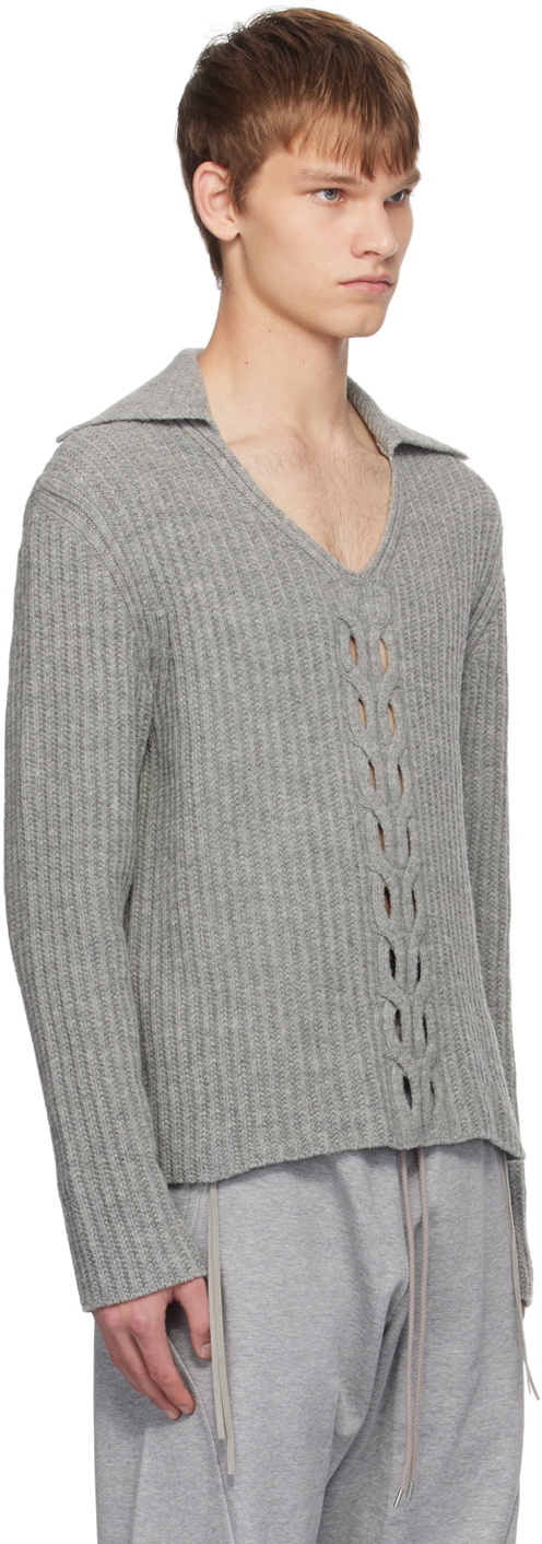 NVRFRGT Gray V-Neck Sweater