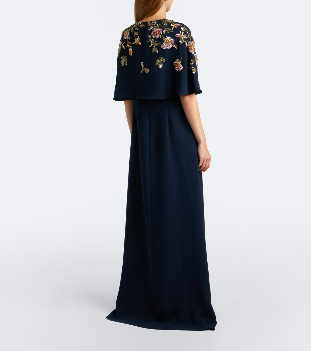 Oscar de la Renta Embellished silk-blend georgette gown