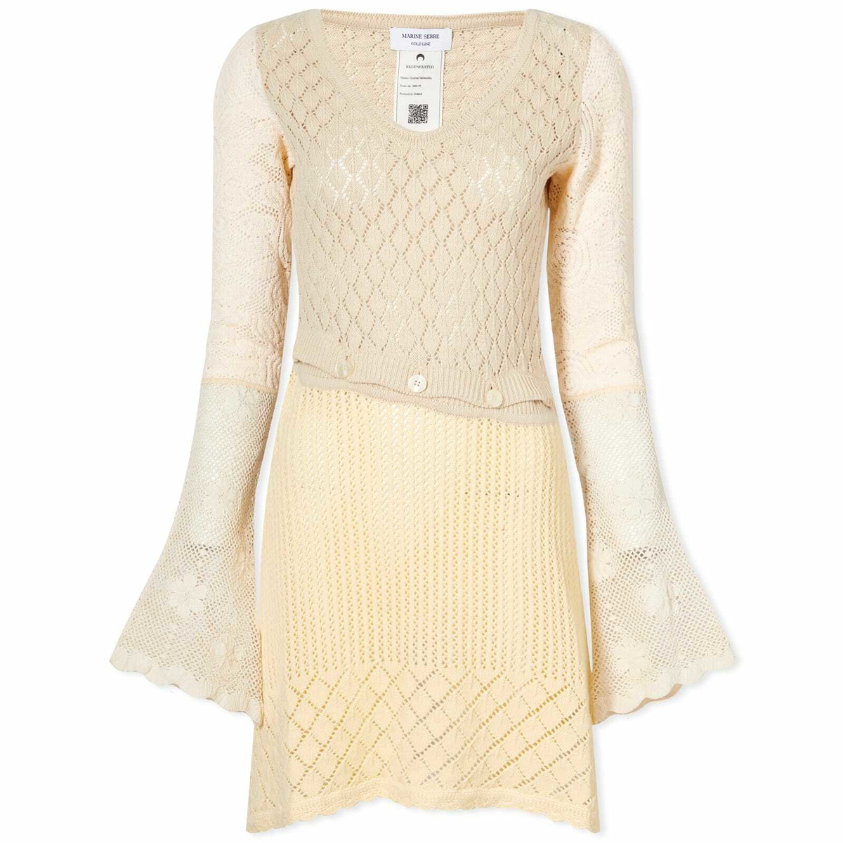 Marine Serre Women's Regenerated Crochet Mini Dress in Cloud Cream ...