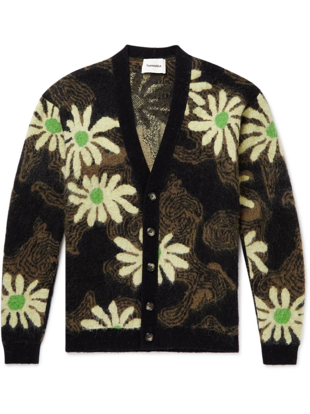 Photo: Nanushka - Taiki Floral Jacquard-Knit Cardigan - Black