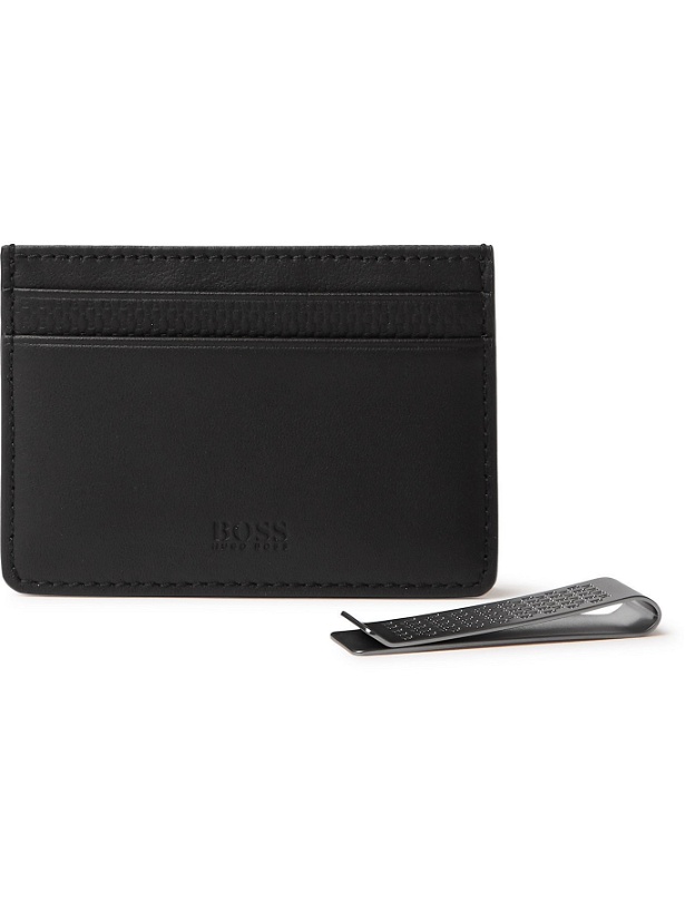 Photo: HUGO BOSS - Textured-Leather Cardholder and Money Clip Set - Black