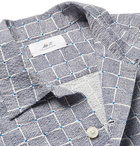 Mr P. - Camp-Collar Printed Cotton-Seersucker Shirt - Blue