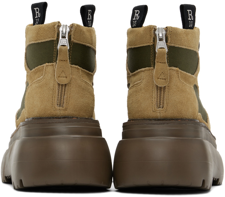 R13 Brown & Khaki Bulky Trailblazer Boots
