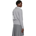 Thom Browne Gray Wool 4-Bar V-Neck Cardigan