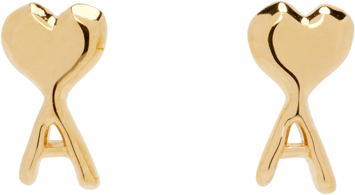 AMI Paris Ami de Coeur Hammered Earrings