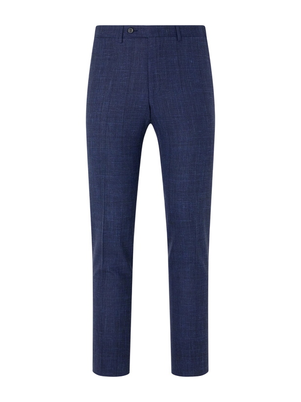 Photo: Canali - Travel Straight-Leg Wool, Silk and Linen-Blend Suit Trousers - Blue