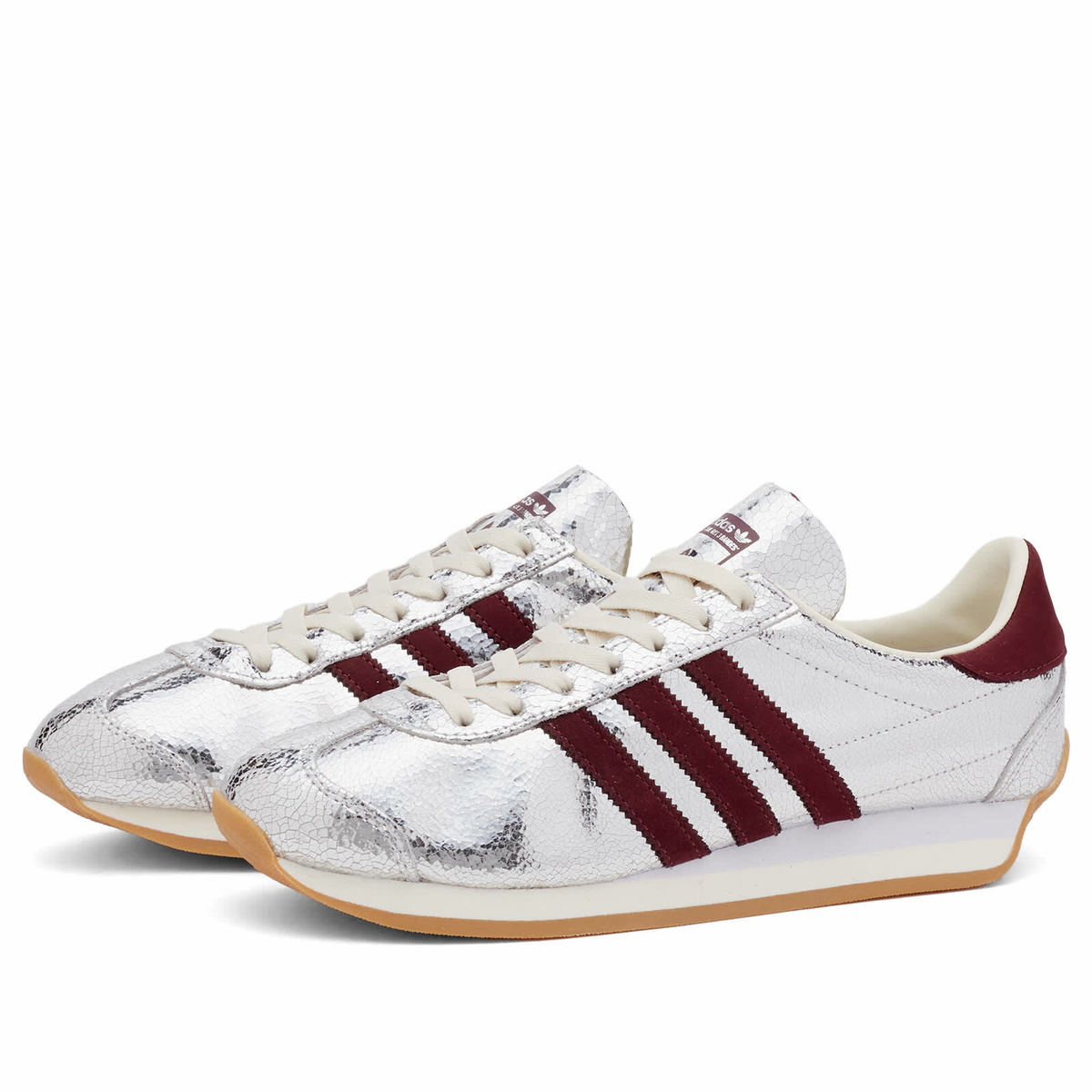 Adidas Women's Country Og W Sneaker in Silver/Maroon/Off