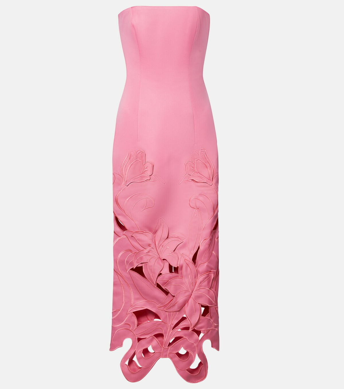 Leo Lin Rayna floral-appliqué bustier gown