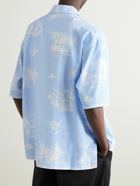 Jacquemus - Webbing-Trimmed Printed Gingham Poplin Shirt - Blue