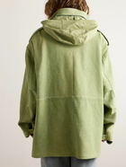 Givenchy - Oversized Textured-Leather Hooded Parka - Green