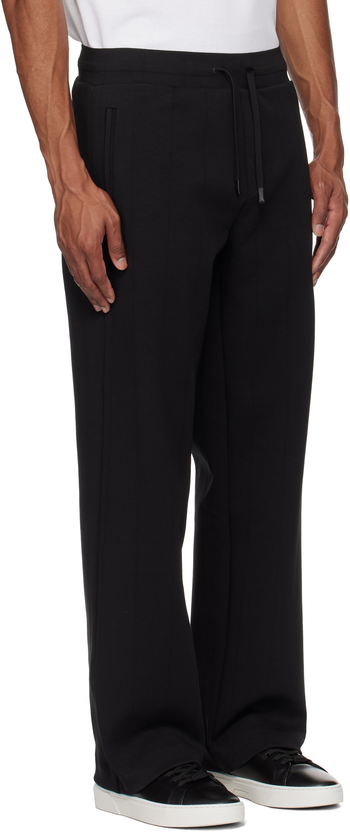 BOSS Black Drop-Needle Cotton Track Pants