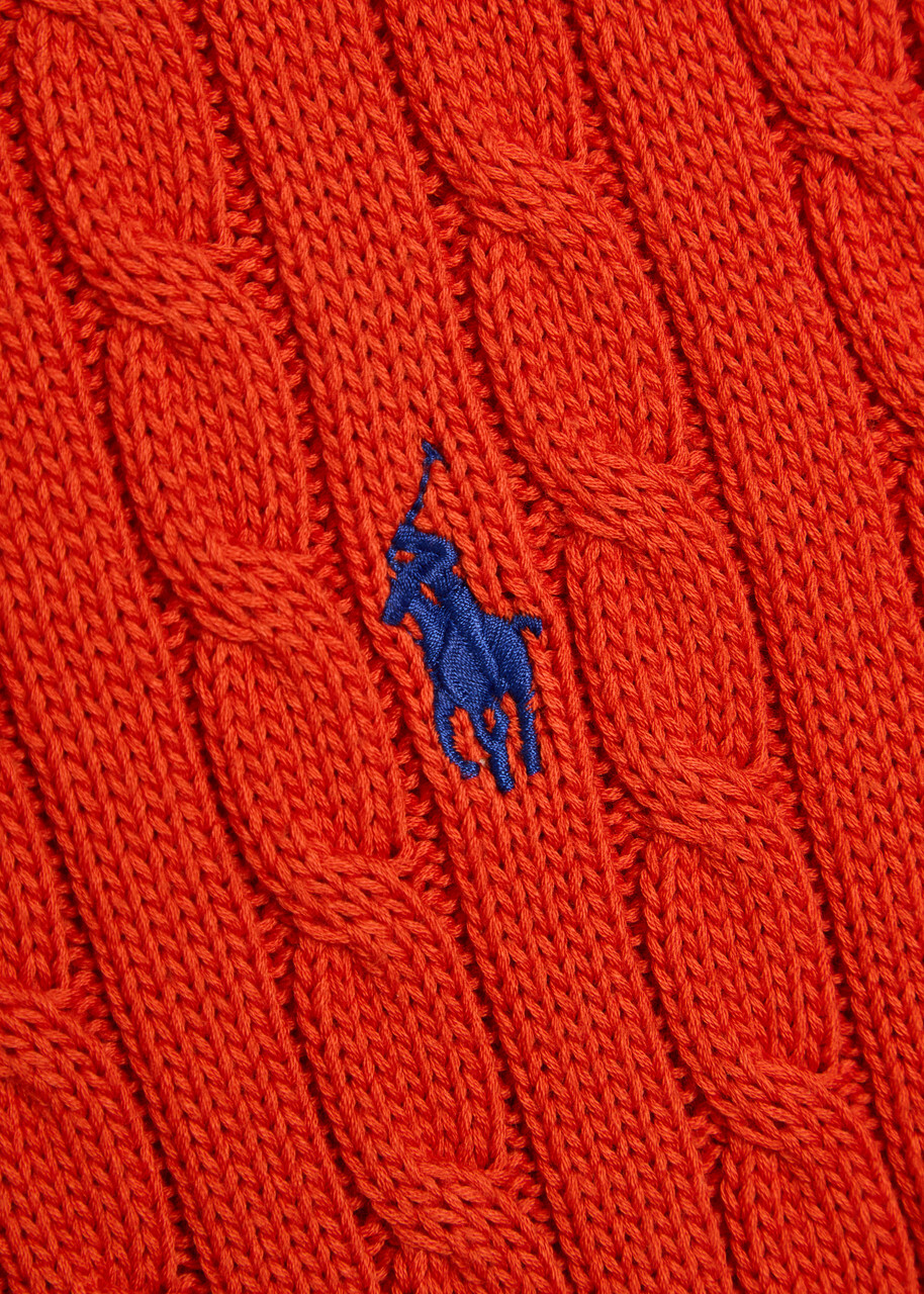 Polo Ralph Lauren Logo-embroidered Cable-knit Cotton Vest Orange