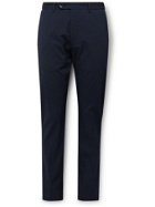 ZANELLA - Slim-Fit Striped Cotton-Blend Seersucker Trousers - Blue
