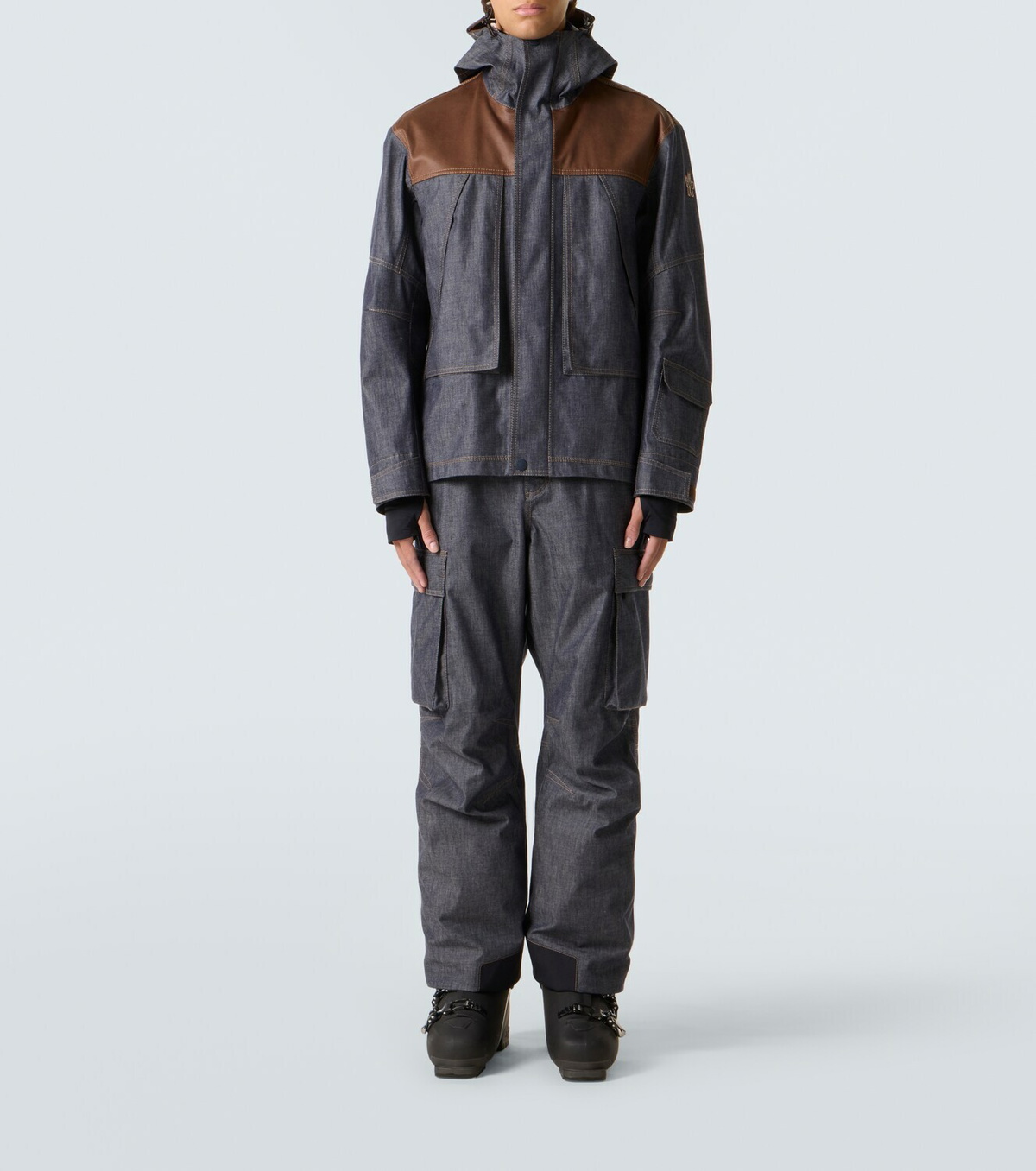 Moncler Grenoble Denim ski salopettes
