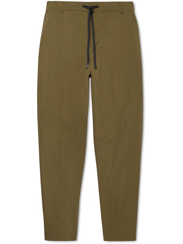 Photo: Maison Kitsuné - City Straight-Leg Cropped Canvas Drawstring Trousers - Brown