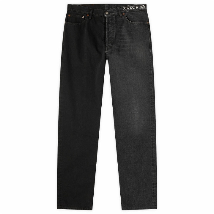 Photo: MM6 Maison Margiela Men's Half & Half 5 Pocket Jeans in Black/Grey