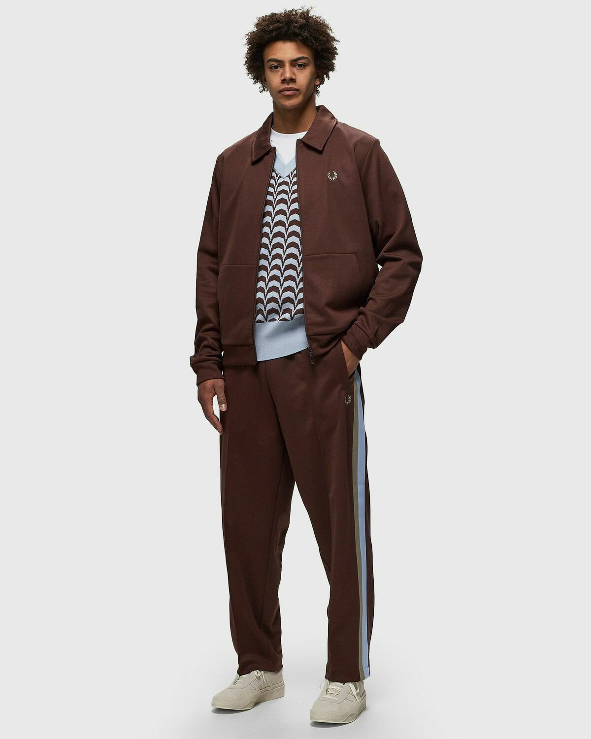 【FRED PERRY】 ★ Tape Detail Collared Track Jacket ★ Brick Fred Perry Tape Detail Collared Track Jkt Brown Track