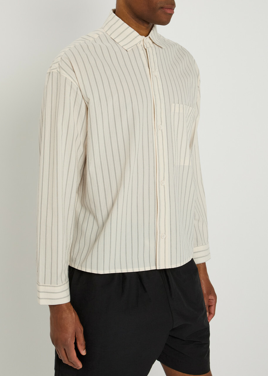 Mki Miyuki Zoku Box Dress Striped Seersucker Shirt Off White