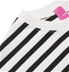 Maison Kitsuné - Slim-Fit Appliquéd Striped Cotton-Jersey T-Shirt - White