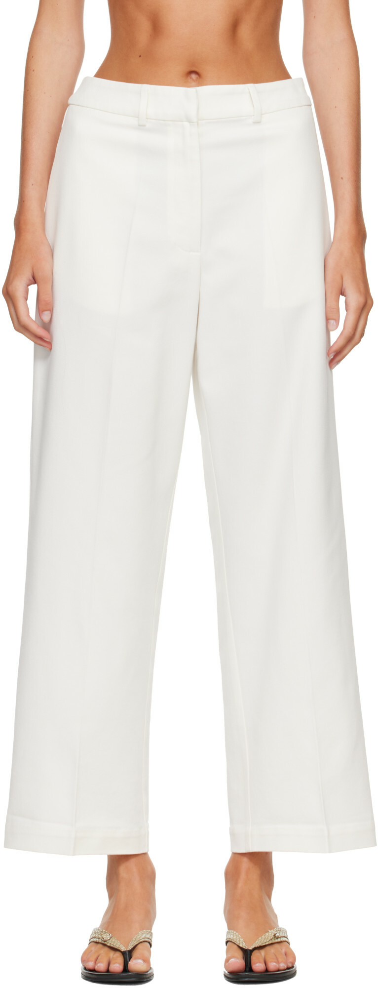 Cordera White Soft Cotton Straight Trousers