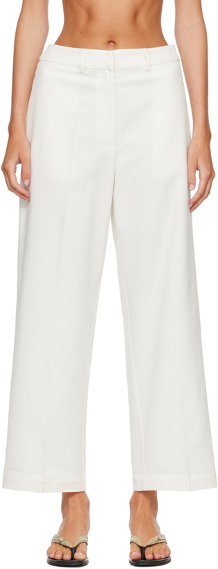 Photo: Cordera White Soft Cotton Straight Trousers
