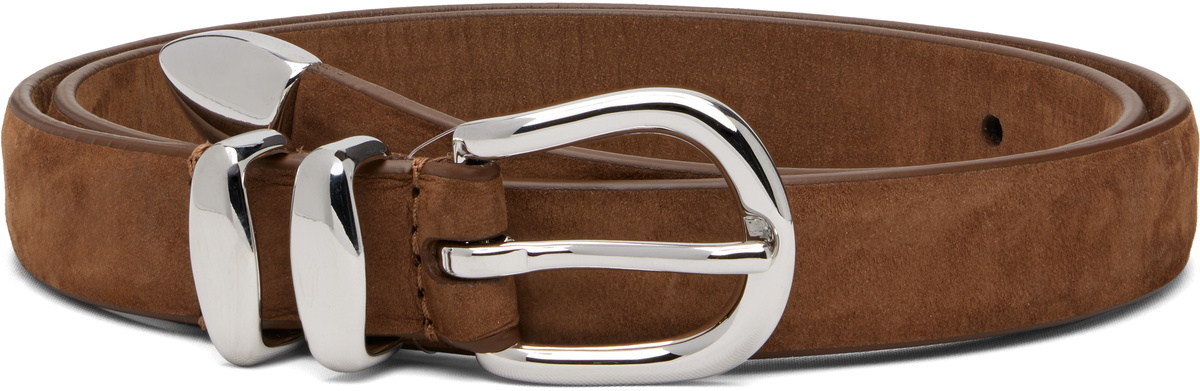 Anderson's Brown Skinny Nubuck Leather Belt