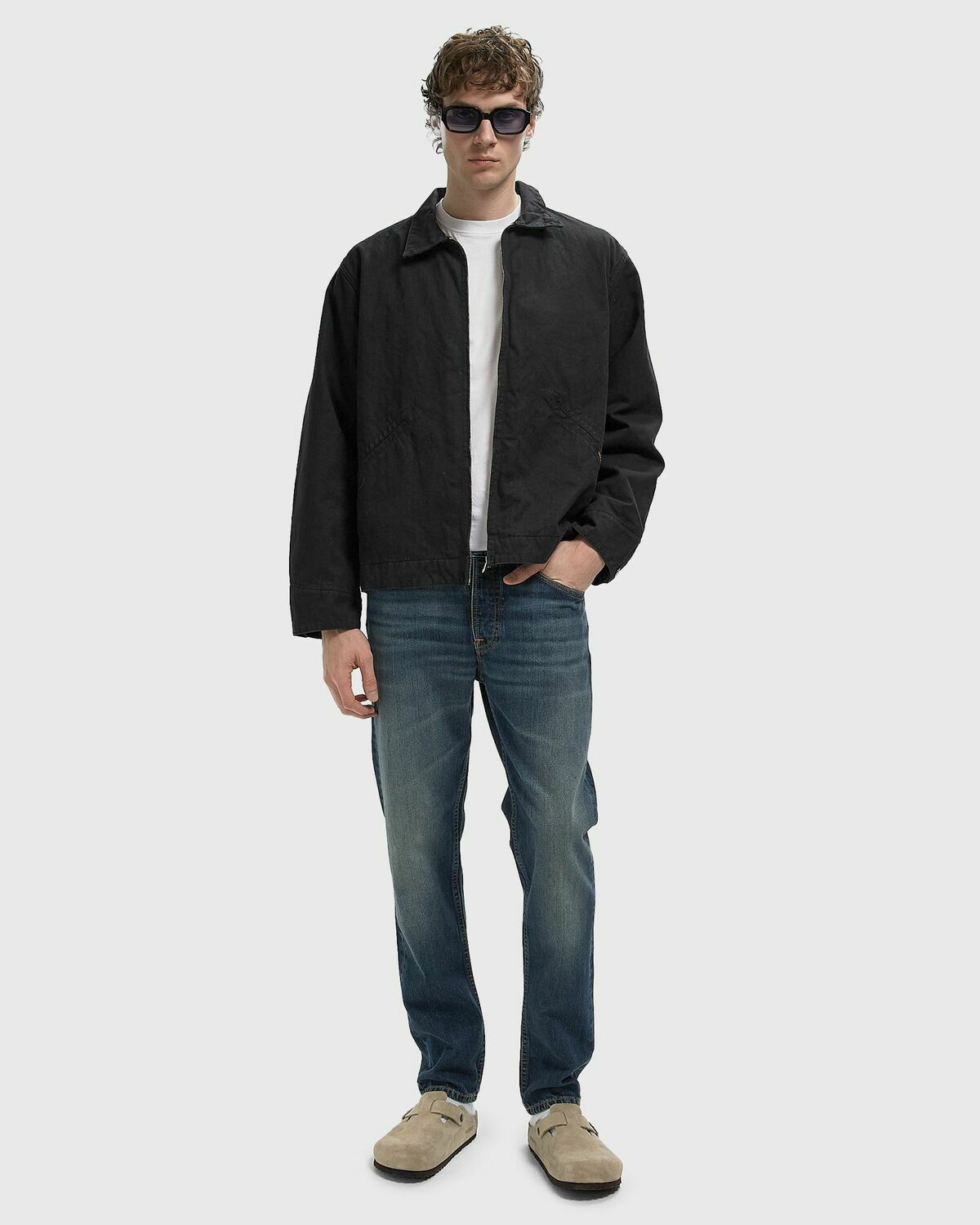 Nudie Jeans Blake Zip Jacket Duck Canvas Black Mens Windbreaker Nudie Jeans  Co
