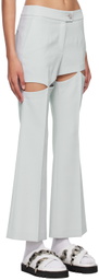 J KOO Blue Cutout Trousers