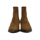 Saint Laurent Brown Croc Suede Lukas Boots