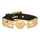 Versace Black Greek Key Strap Bracelet