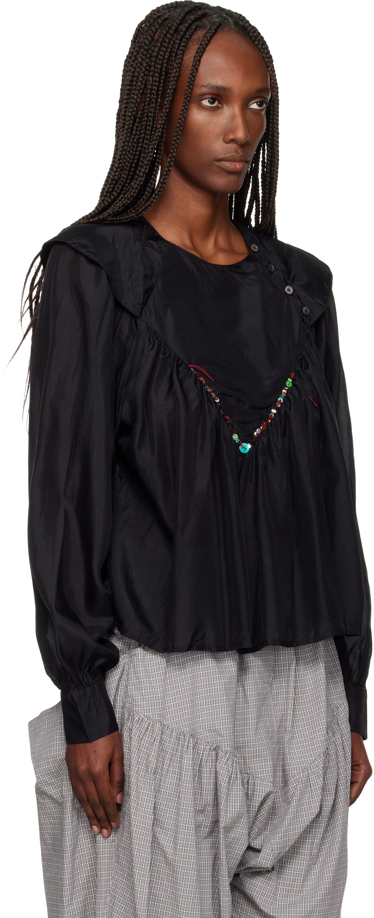 SC103 Green & Navy Prince Blouse