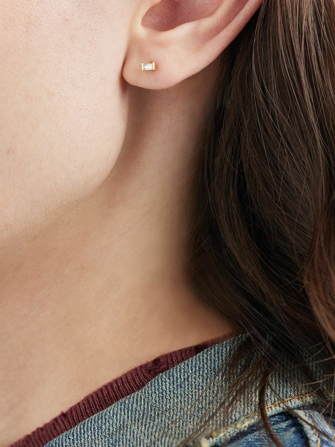 MARIA TASH - Baguette 18-Karat Gold Diamond Single Earring