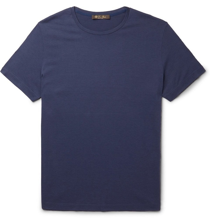 Photo: Loro Piana - Silk and Cotton-Blend Jersey T-Shirt - Men - Blue