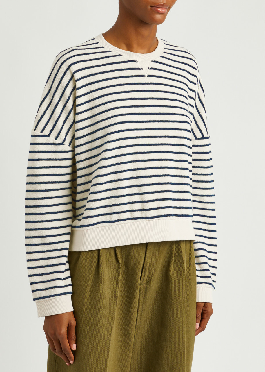 Ymc Almost Grown Striped Terry Sweatshirt Navy