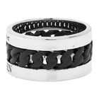 Alexander McQueen Silver and Black Chain Ring