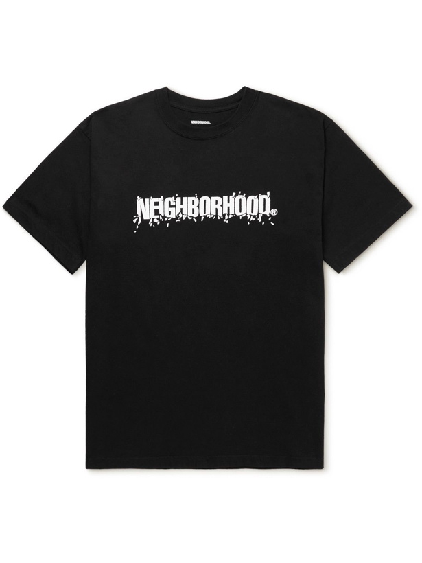 Photo: Neighborhood - Logo-Print Cotton-Jersey T-Shirt - Black