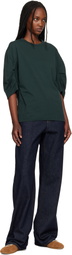 Dries Van Noten Green Pleated Sleeve T-shirt